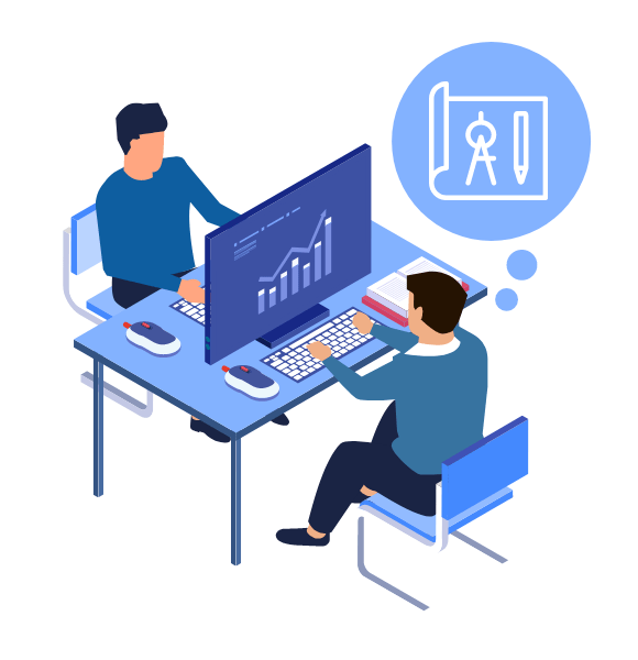 2人で仕事をしているイラスト