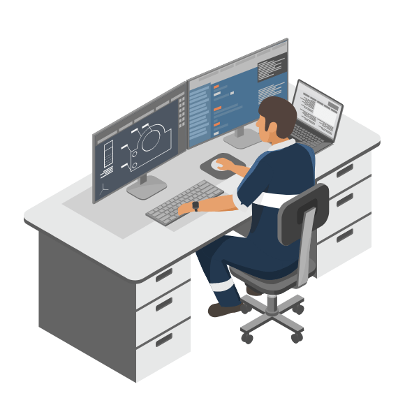 1人で仕事をしているイラスト