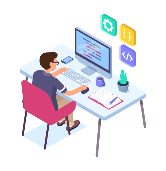 1人で仕事をしているイラスト